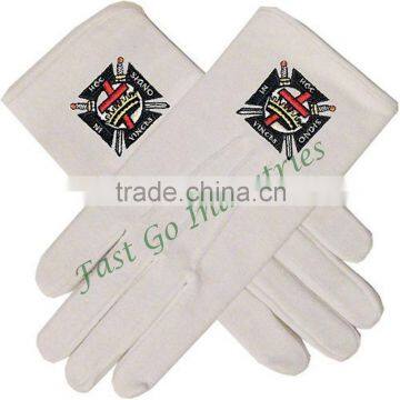 Masonic Working gloves with new design machine emberiod