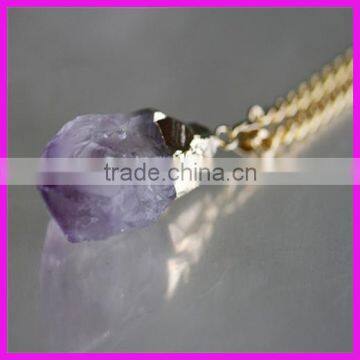 KJL-A076 new arrival,natural quartz drusy druzy stone ,amethyst, gold chain women's charm necklace