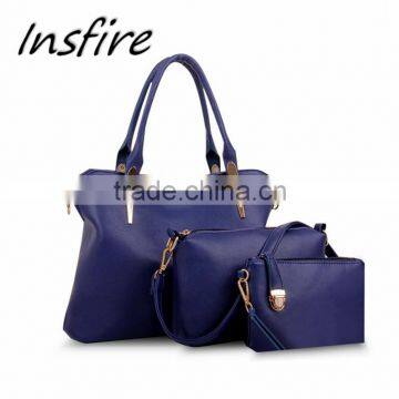 3 Pieces Vintage Leather Ladies Handbag Tote Bag Purse Set