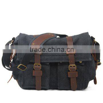 Euro style Vintage Washed Canvas Camera bag Black Camera Messenger Bag