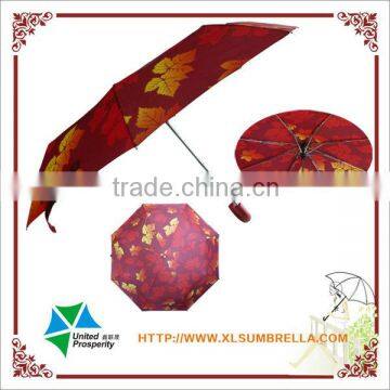 23" maple leaf printing 3 fold umbrella from china supplier