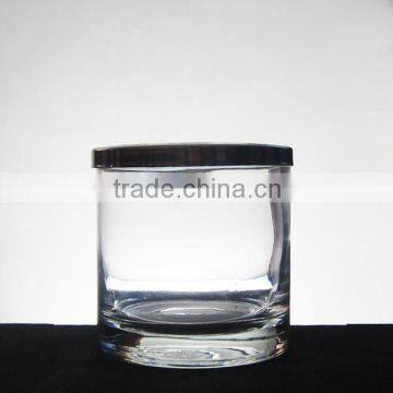 Hand blown glass jar with lid