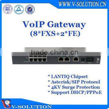 High Quality 8FXS+2FE VoIP Gateway SIP Gateway with Lantiq Chipset Made in China