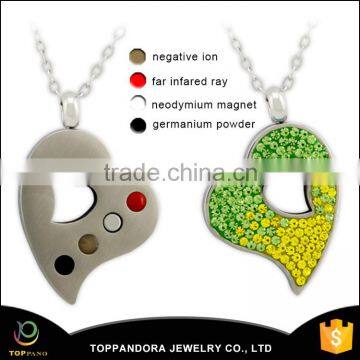 Top quality fashion heart shape stainless steel japanese energy pendant with magnetic germanium for sale