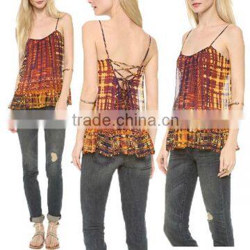 Adjustable Spaghetti Strap Chiffon Ladies Tank Top L1524