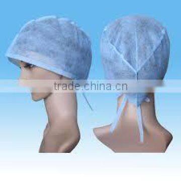 White pp sms disposable surgical nonwoven bouffant cap