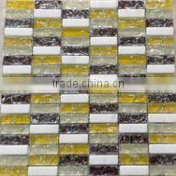 White Stone mix Glass Marble Mosaic Tiles for Kitchen