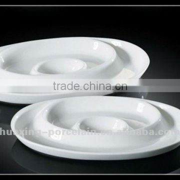 H6936 super white porcelain round divided plate