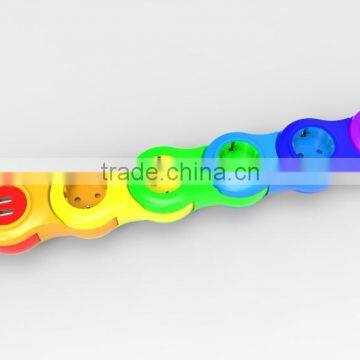 Colorful style EU type power strip 6 sockets with USB