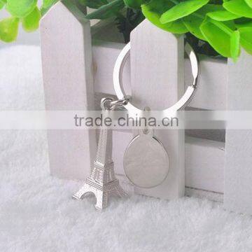 Beautiful Keychain New Design Eiffel Tower With Polished Disc Double Charms Keyring Fashion Keychain For Women photo-5