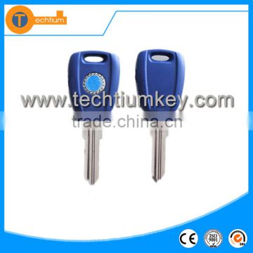 blue color car transponder key with id 48 chip uncut blade abs material with logo for fiat 500 brovo palio stilo