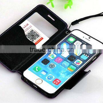 View Window Flip Smart Leather Case for Samsung S6 With Rope