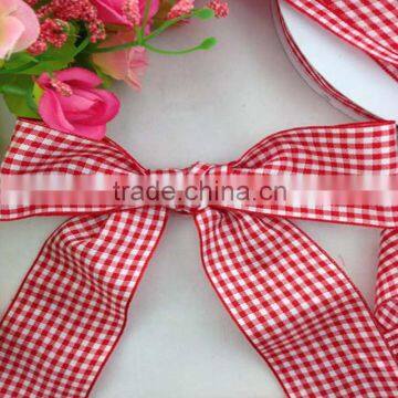 Wholesale Classic webbing wire-edges scottish strap plaid ribbon/Check Ribbon/Grid Ribbon