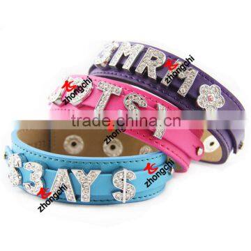 Alloy Custom Slide Crystal Letters Charms PU Leather Bracelets for Christmas Gifts (PCB50924)