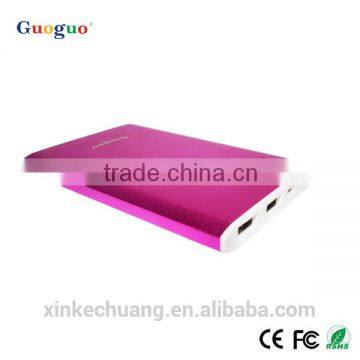 Guoguo Promotion Polymer Aluminium Metal 2000mAh Thin Portable Power Bank for Iphone7
