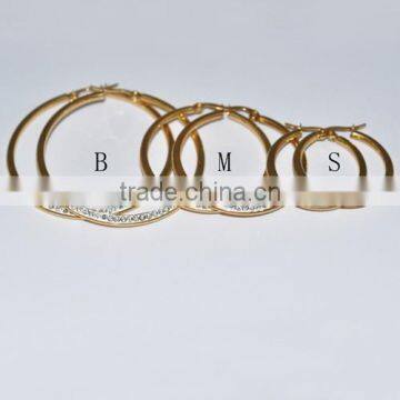 Womens Gold Stainless Steel Round Drop Earrings(BE20094)