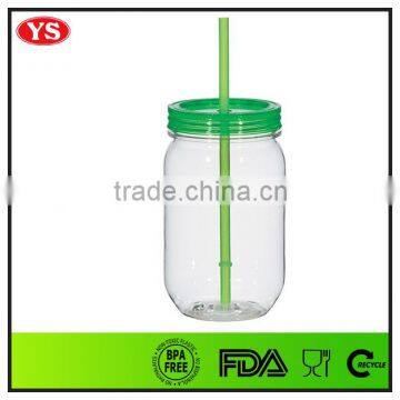 540ml bpa free AS plastic mason jar beer mug with straw