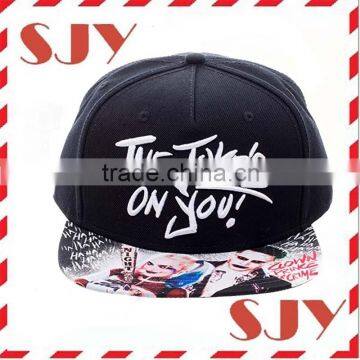 Flat top custom 3d embroidery flat bill snapback hats