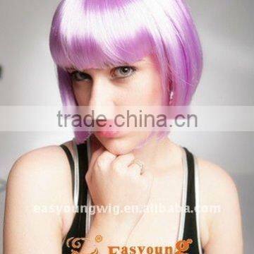 Cheap purple color synthetic party hair wigs, Halloween wig