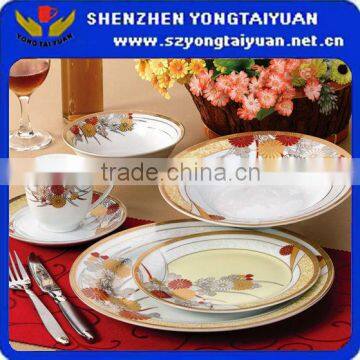 Hotel Appliance Flower Decal Design Fine Porcelain Cutlery Set