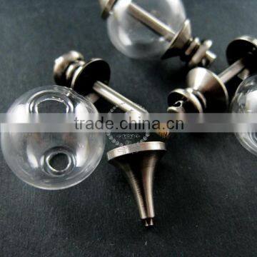 20mm Glass Ball in Antiqued Silver Plated Brass Vial Pendant DIY Glass Dome Bottle Charm Supplies 1830055