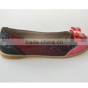 Soft PU red shoes low heel with knot