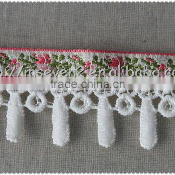 Hot Selling Jacquard Tape Trim With Tassel, Fringed Polyester Jacquard Fabric photo-6