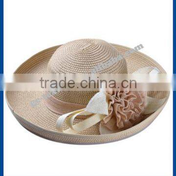 hot new products for 2014 Spring and summer Curling flower shade lady hate para straw hat and cap custom logo