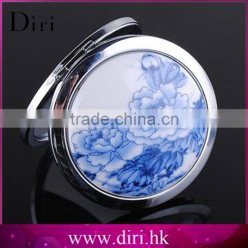 custom metal compact mirror / cosmetic mirror / pocket mirror with epoxy sticker