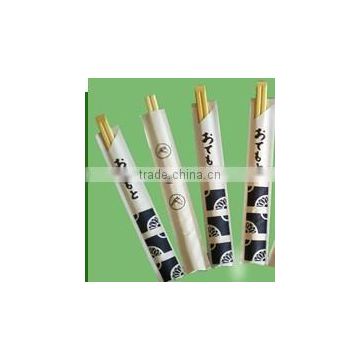 Food grade disposable ensoge bamboo chopstick with individual paper wrapped