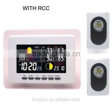 Auto wireless rf rcc weather station with 2 sensors/ Weather Station with radio controll clock