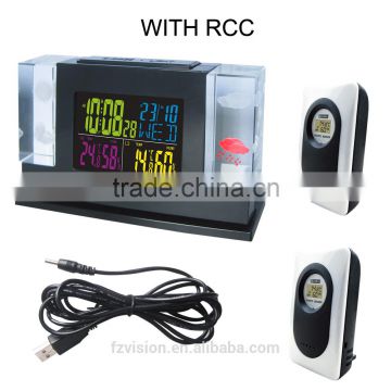 Thermo hygrometer Digital wireless rf RCC Weather Station alarm Clock with 2 Remote Tramsmitters