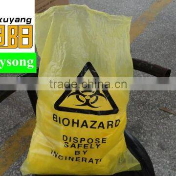 HDPE materials yellow color disposable plastic medical biohazard bag