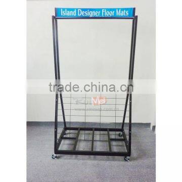 Floor-standing Customized Movable Metal Carpet Display Rack photo-2