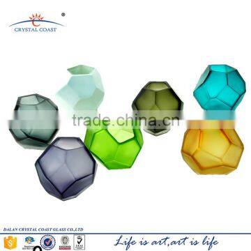 New Design mini decoration ball shaped Multifaceted glass vase