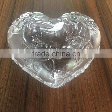 New arrived heart shape glass candy jar crystal glass jar with glass lid