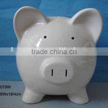 Hot Sales Cheap Ceramic White Piggy Coin bank for Promotion Gift