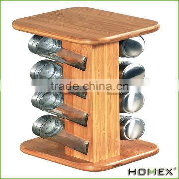 Bamboo Empty Spice Rack with 8 Glass Jar Homex BSCI/Factory