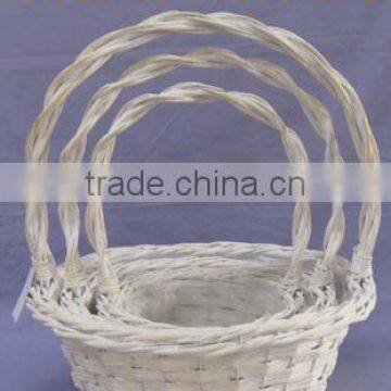 White Round Willow Garden Basket