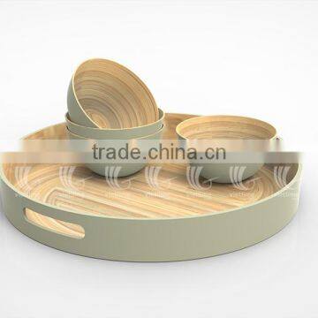 Lacquer Bamboo Salad Bowls, Spun Bamboo Trays photo-6
