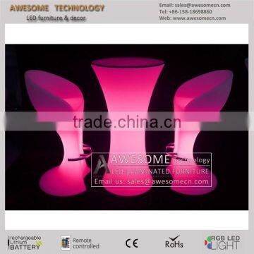 Pink Plastic Led Bar Stool and Romantic Cocktail Bar Table photo-3