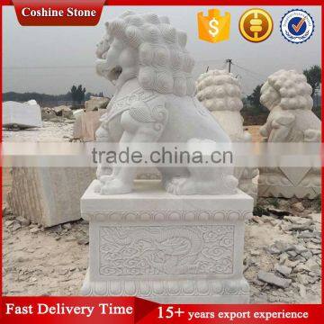 Chinese White Marble Foo Dog Statues photo-2