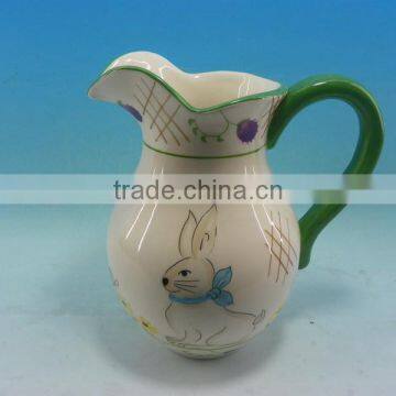 painted easter rabbit decors ceramic water pot