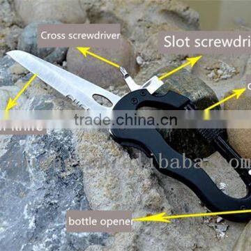 Portable Stainless Steel Aluminium Multifunction Carabiner Knife