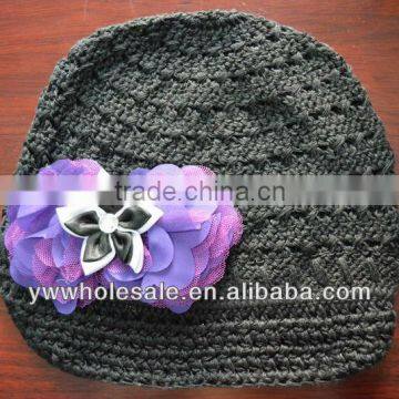 wholesale Newsboy cap baby infnat toddler hat with flower new baby crochet hat