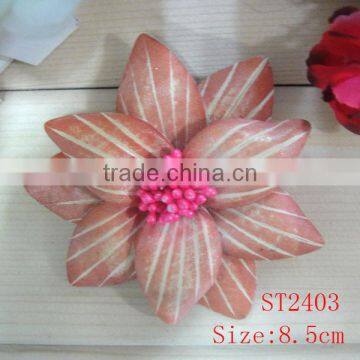 Factory wholesale artificial double color real touch genuine leather flowers for shoes