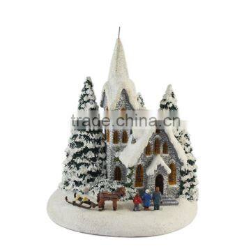 Polyresin Snow Christmas House Decoration