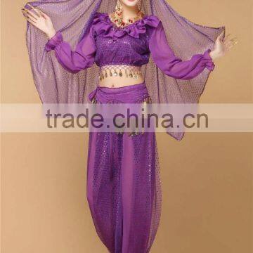 Bollywood sparkle belly dancing long sleeve top and harem pants set