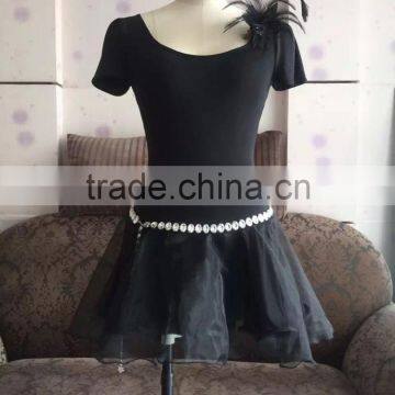 Women sexy short sleeve black dance dress QQ044