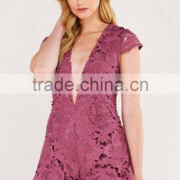 Lace Deep V Playsuit Latest Design Sexy Jumpsuits for Women 2016 photo-2